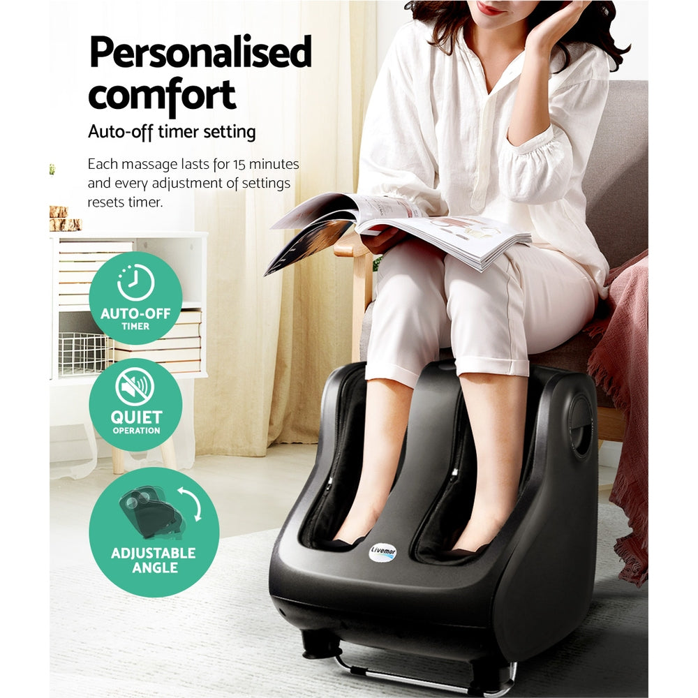 Foot Massager Shiatsu Massagers Electric Roller Calf Leg Kneading Black By Livemor