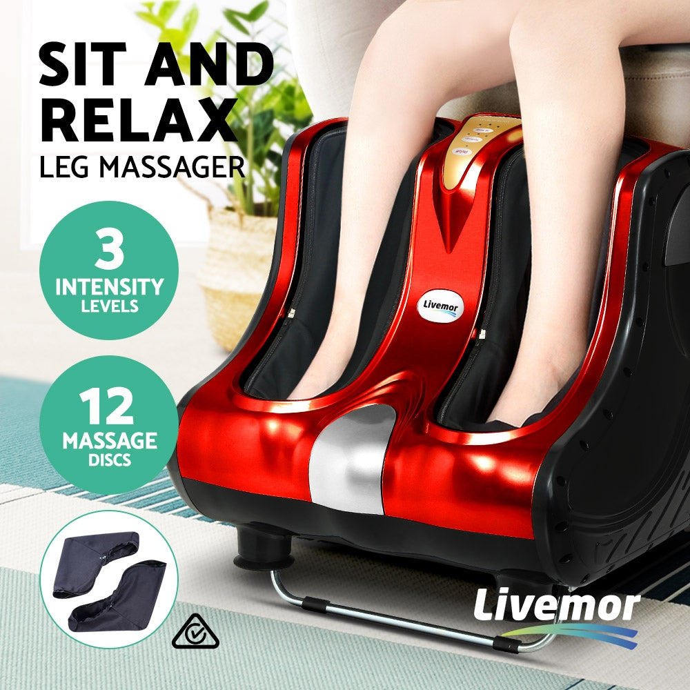 Foot Massager Massagers Shiatsu Electric Roller Ankle Calf Leg Kneading Red By Livemor