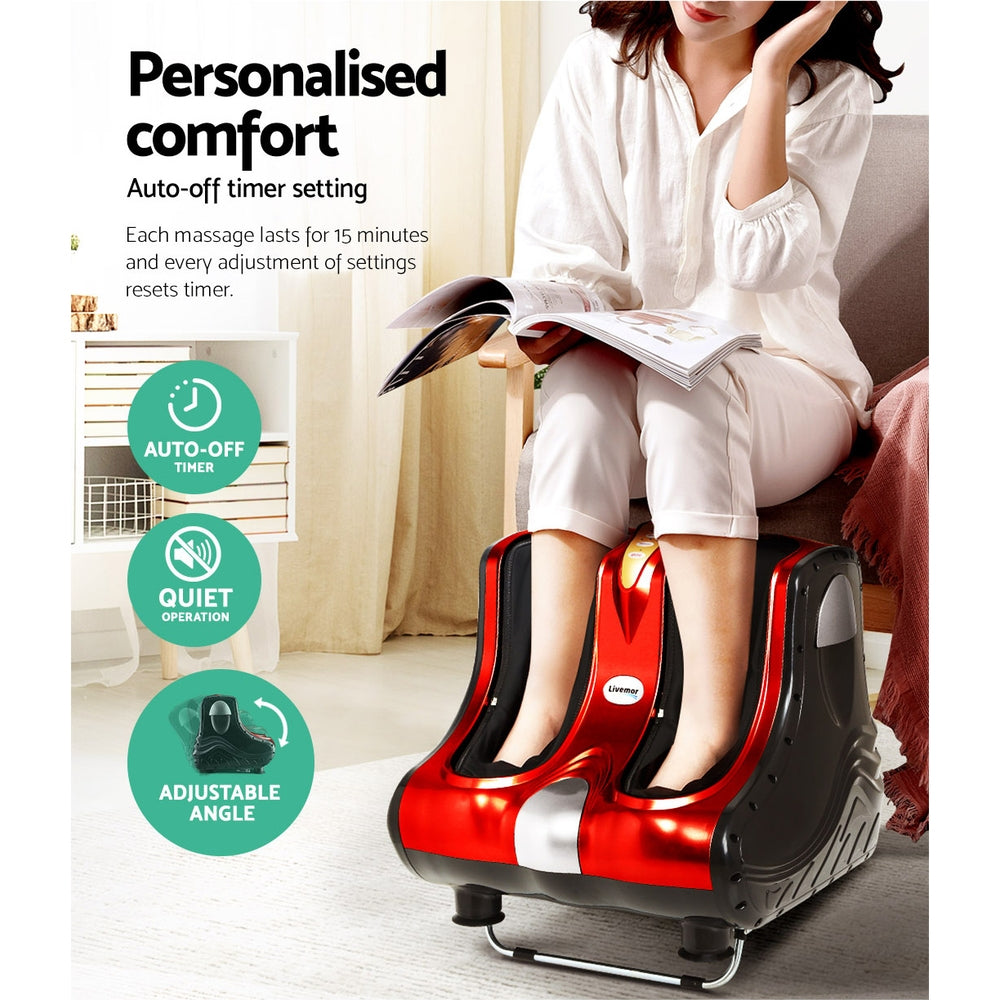 Foot Massager Massagers Shiatsu Electric Roller Ankle Calf Leg Kneading Red By Livemor