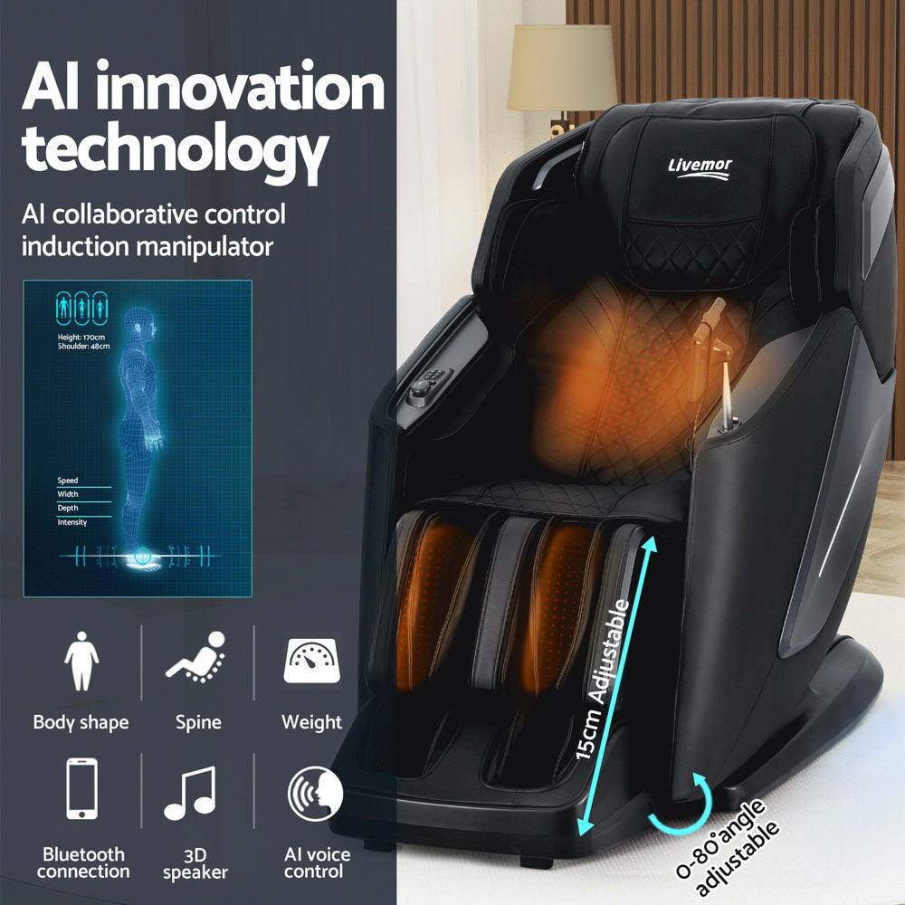 4D Massage Chair Electric Recliner Home Massager Black By Livemor