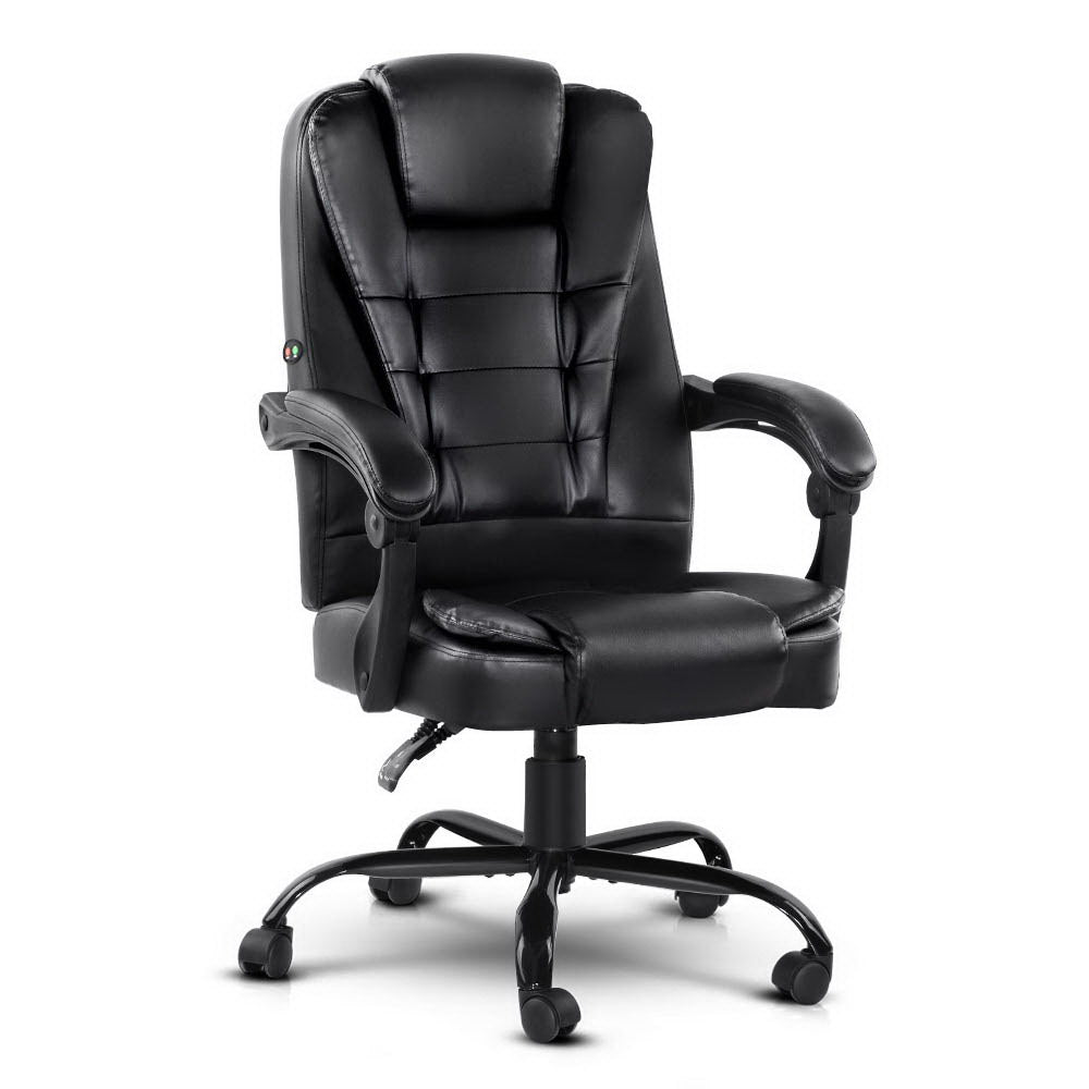 Massage Office Chair Executive Computer Gaming Chairs Black PU Leather By Artiss