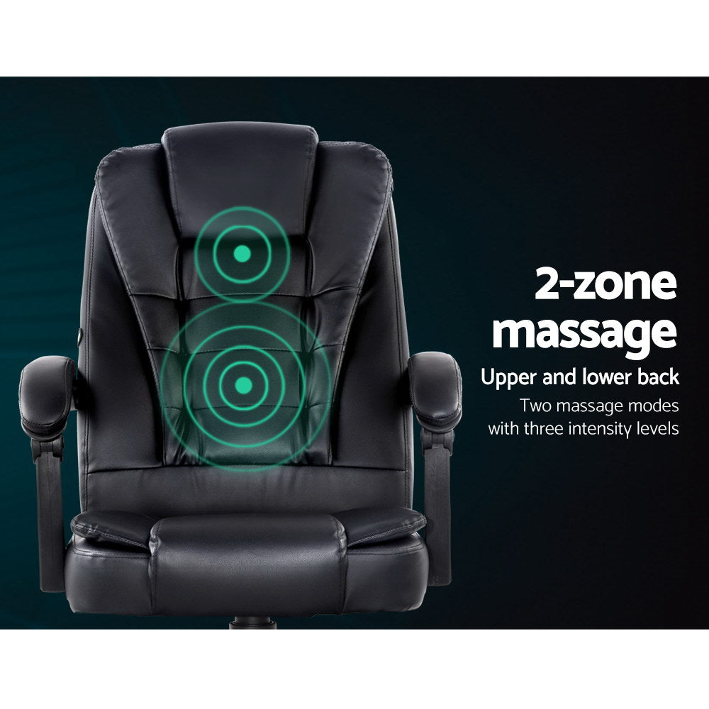 Massage Office Chair Executive Computer Gaming Chairs Black PU Leather By Artiss
