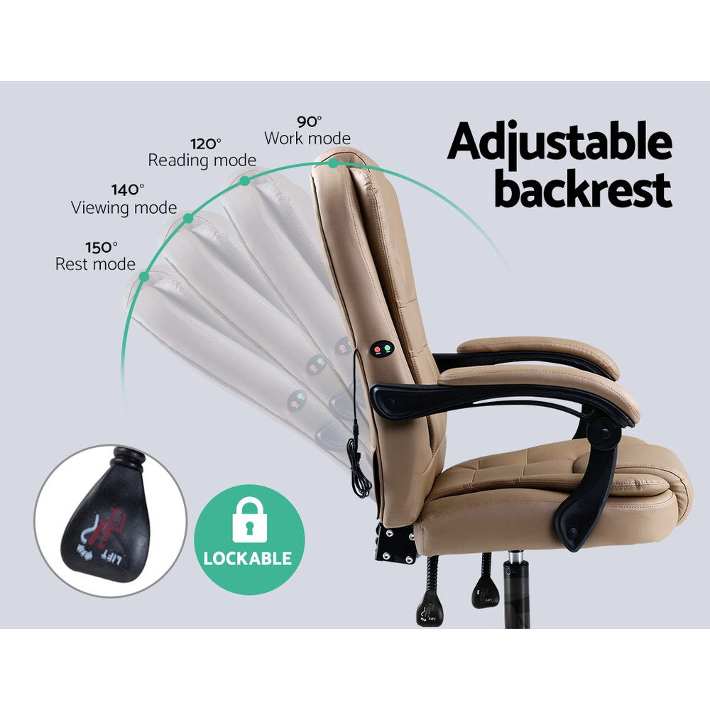 Massage Office Chair Executive Computer Gaming Chairs Brown PU Leather Espresso By Artiss