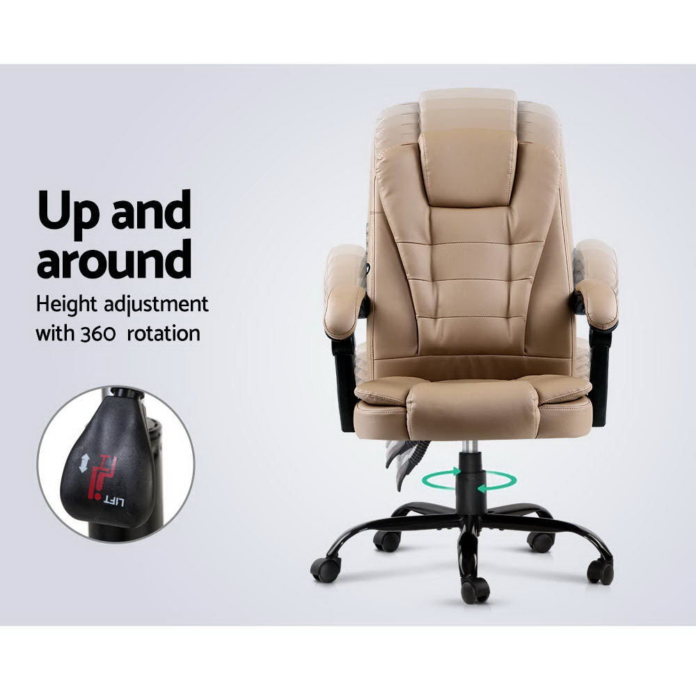 Massage Office Chair Executive Computer Gaming Chairs Brown PU Leather Espresso By Artiss