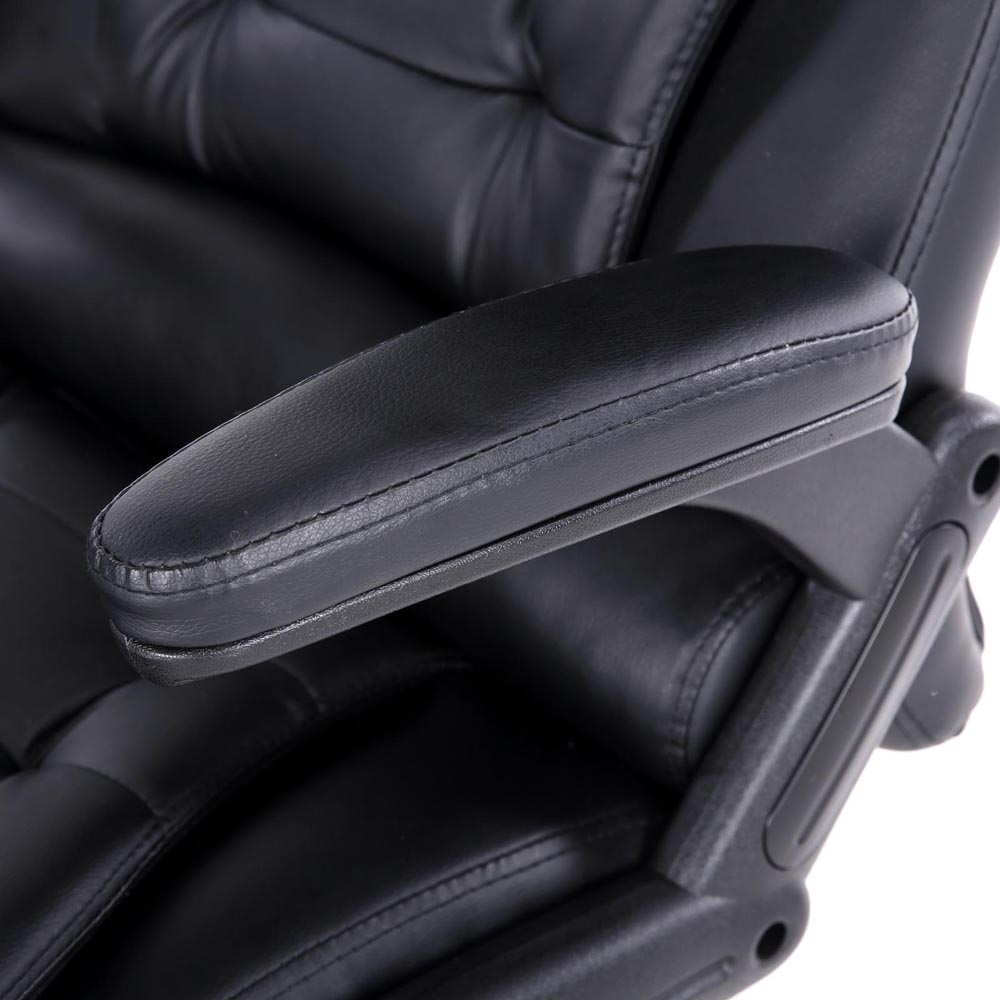 8 Point Massage Office Chair Heated Seat Recliner PU Black By Artiss