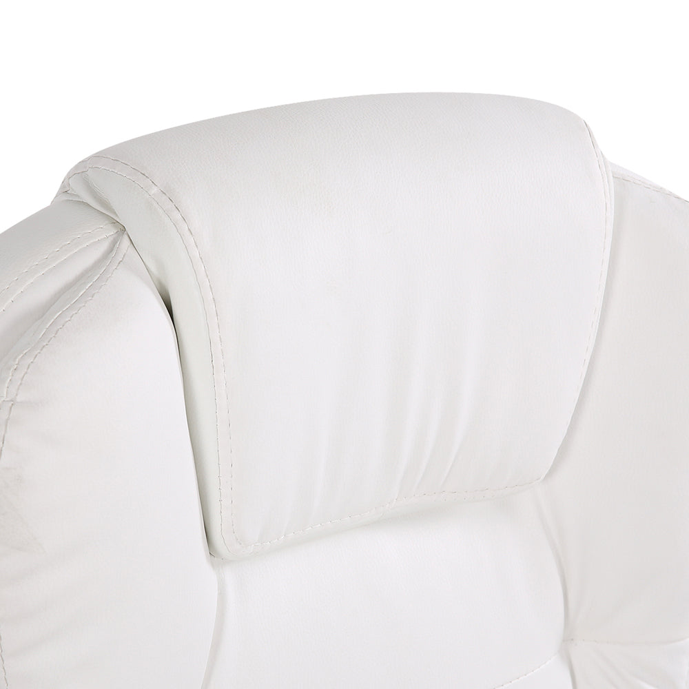 8 Point Massage Office Chair Heated Seat Recliner PU White By Artiss