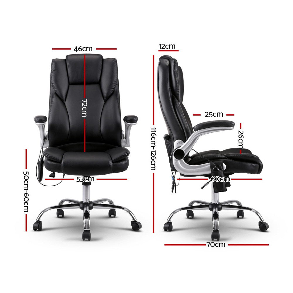 8 Point Massage Office Chair PU Leather Black By Artiss