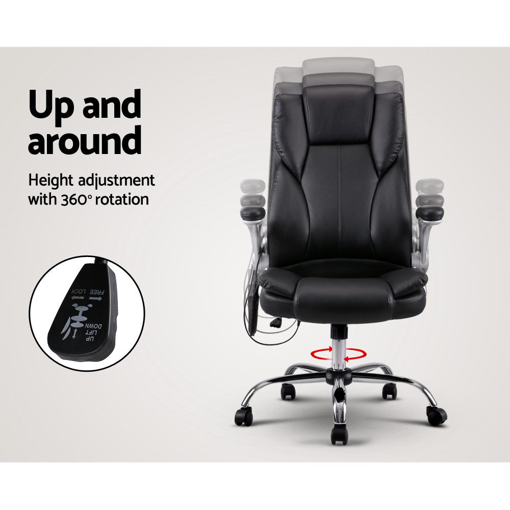 8 Point Massage Office Chair PU Leather Black By Artiss