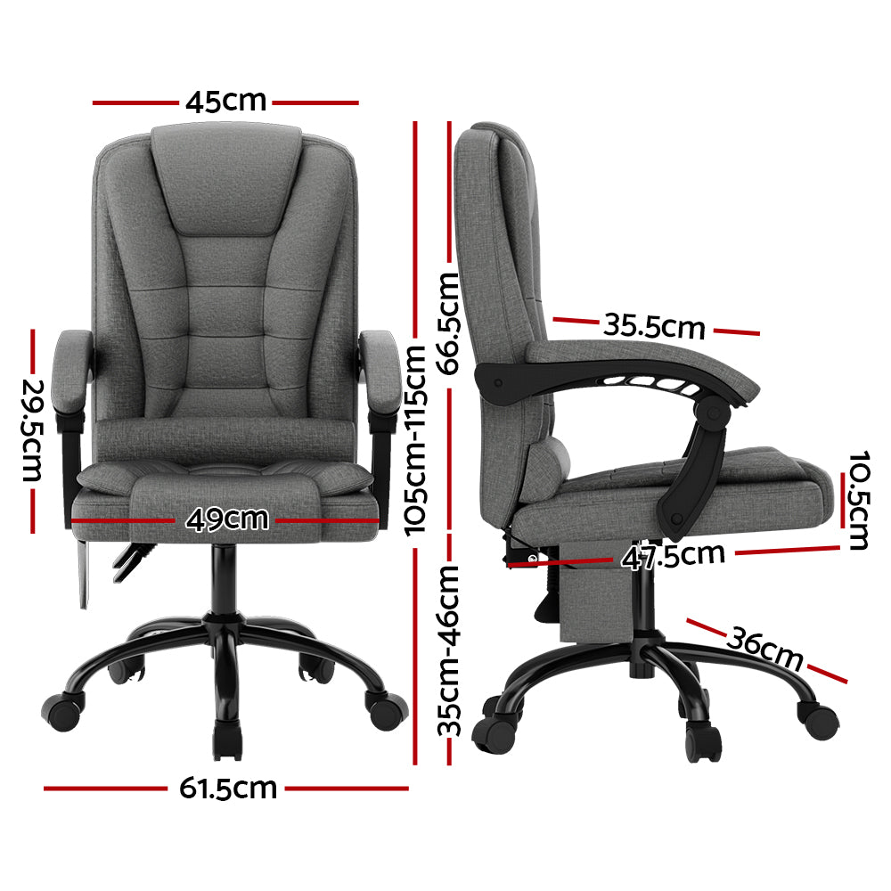 2 Point Massage Office Chair Fabric Black By Artiss