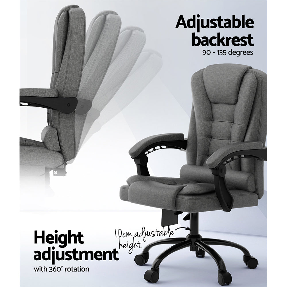 2 Point Massage Office Chair Fabric Black By Artiss