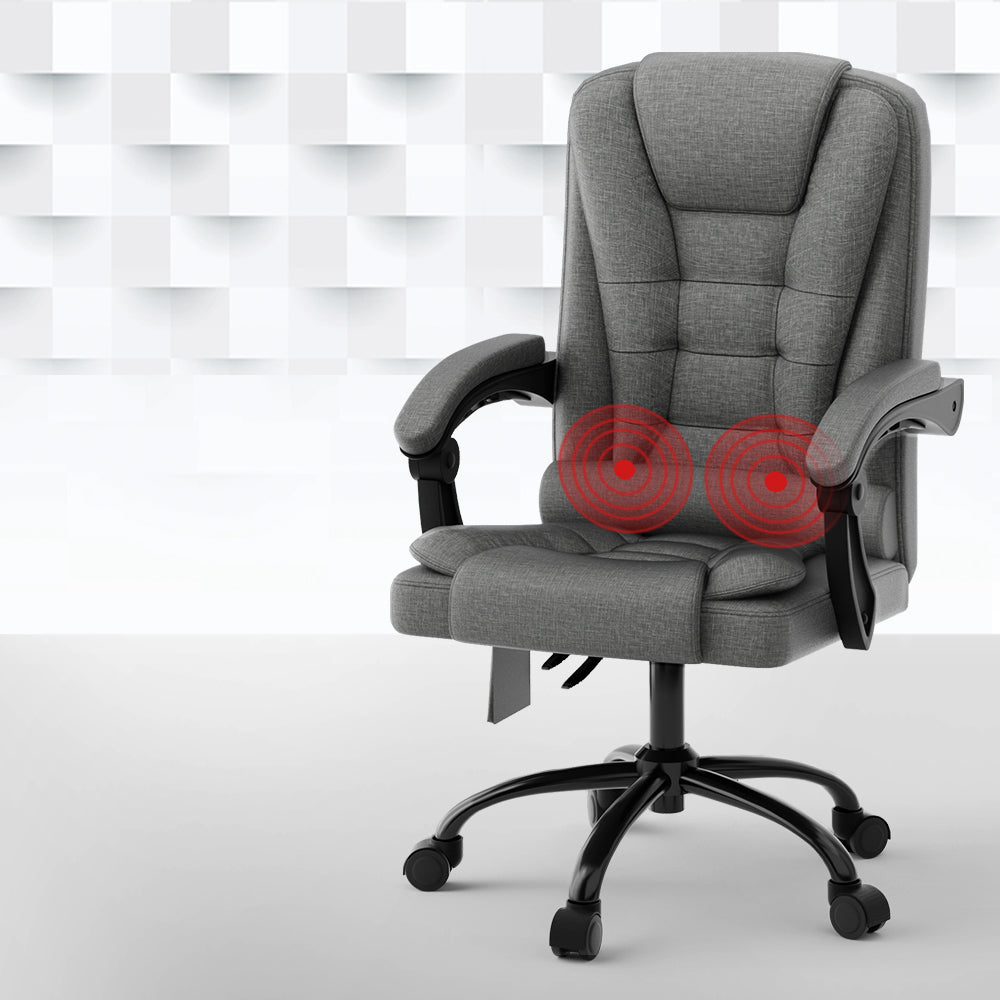 2 Point Massage Office Chair Fabric Black By Artiss