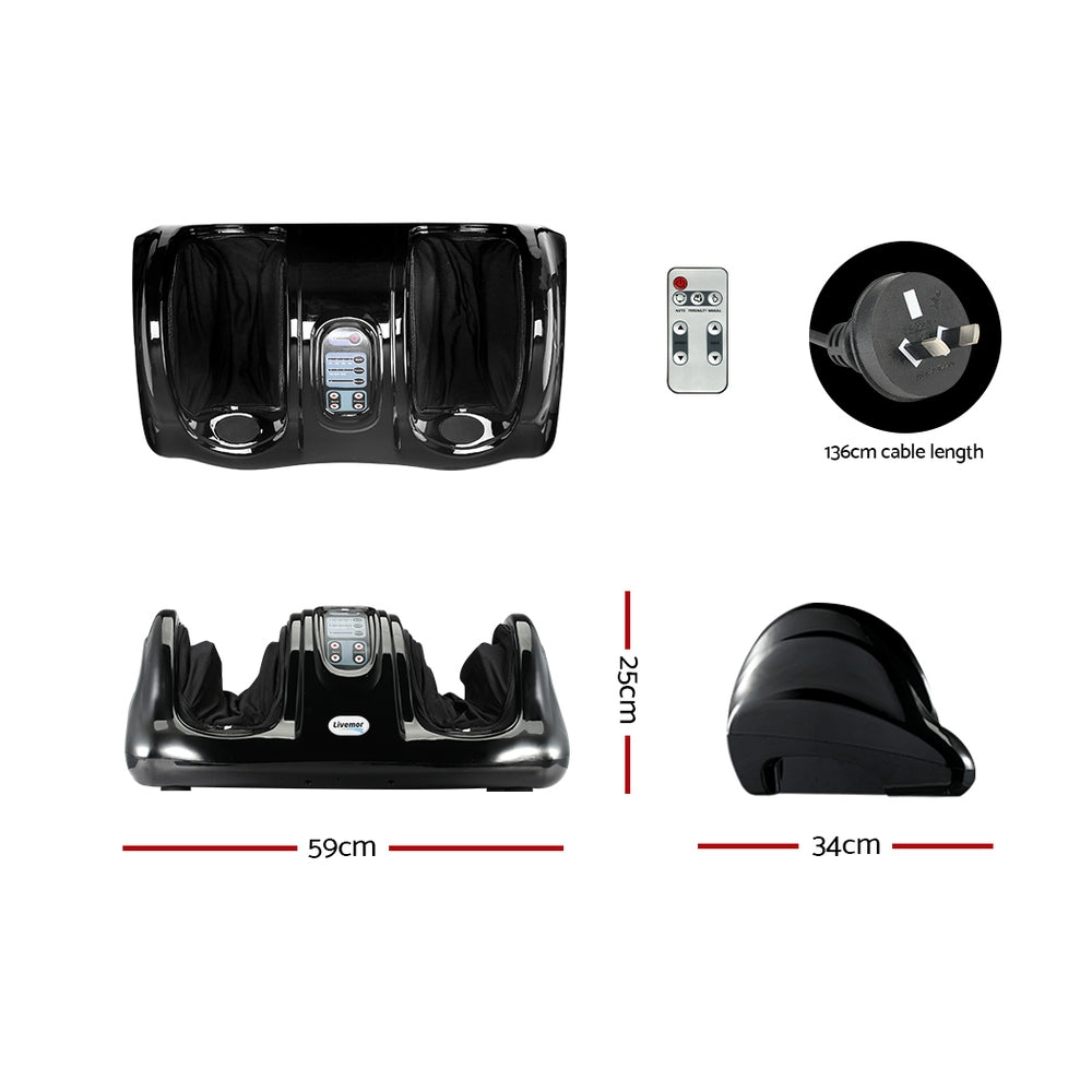 Foot Massager Shiatsu Massagers Electric Remote Roller Kneading Black By Livemor