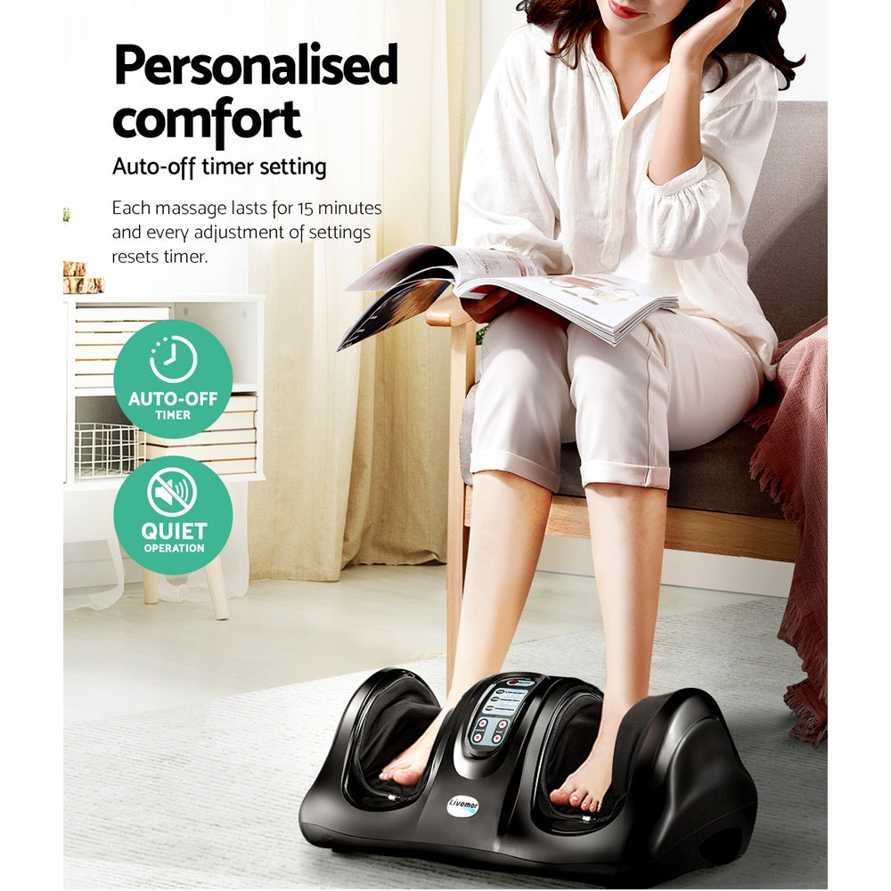 Foot Massager Shiatsu Massagers Electric Remote Roller Kneading Black By Livemor
