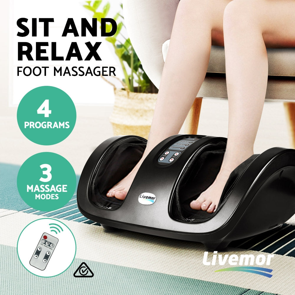 Foot Massager Shiatsu Massagers Electric Roller Kneading Leg Black By Livemor