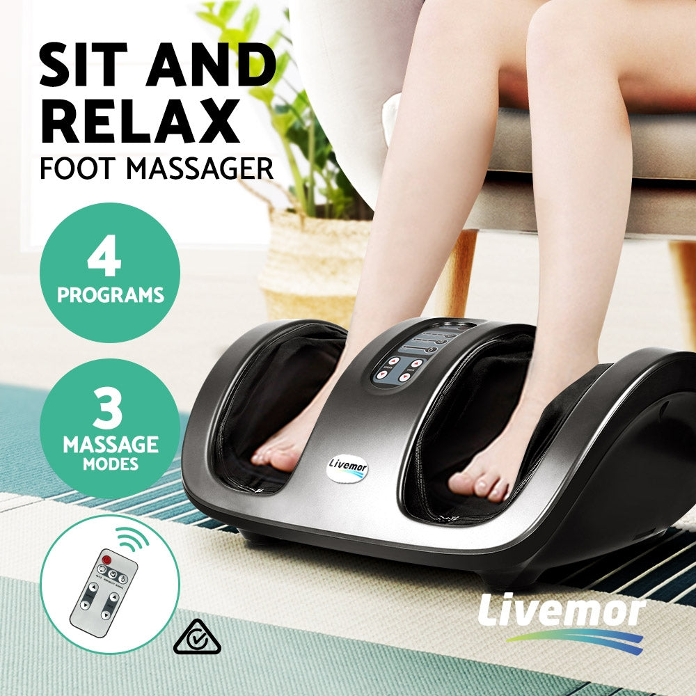 Foot Massager Shiatsu Massagers Electric Roller Kneading Calf Leg Grey By Livemor