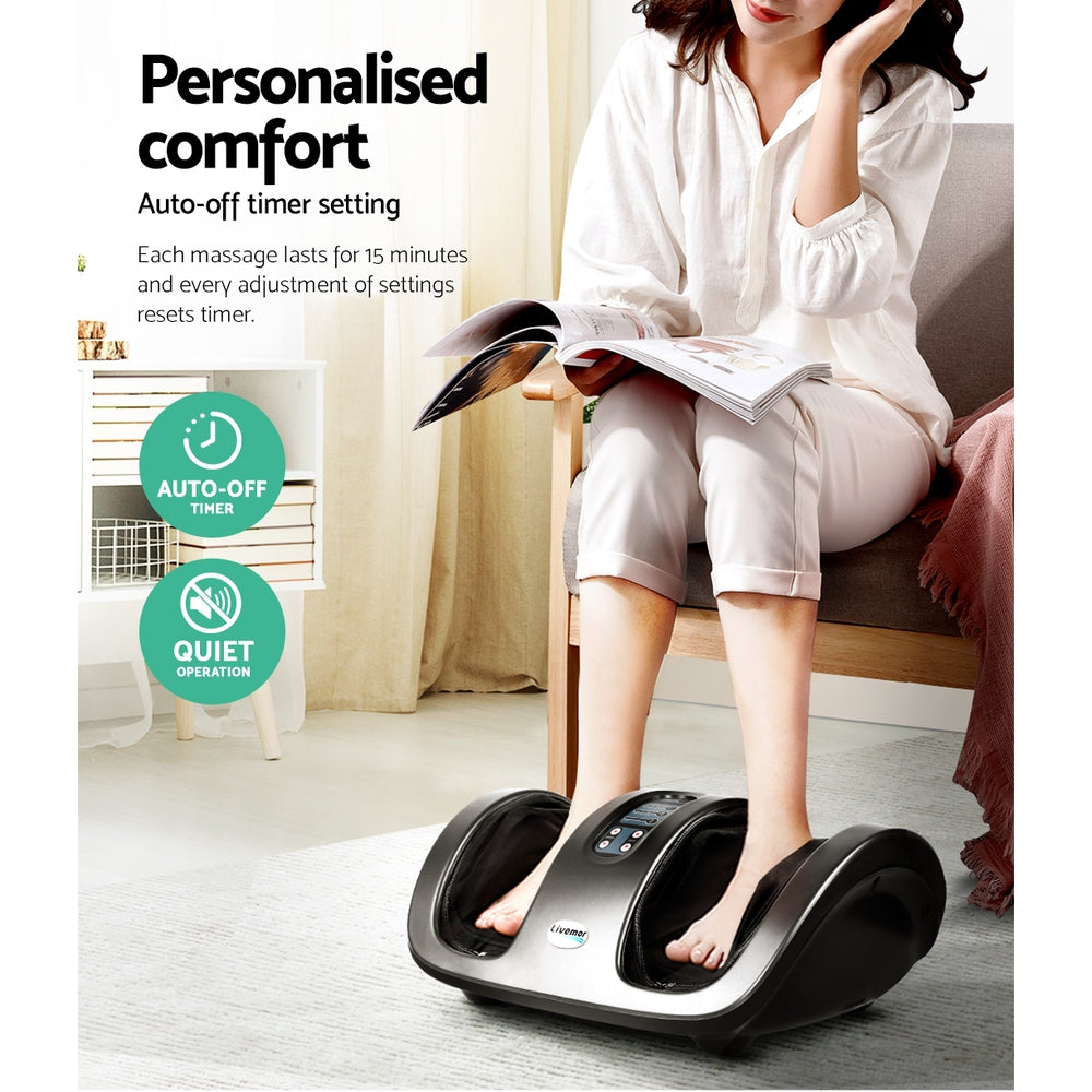 Foot Massager Shiatsu Massagers Electric Roller Kneading Calf Leg Grey By Livemor