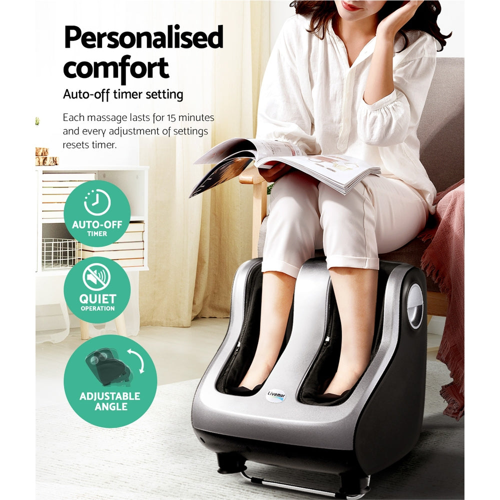Foot Massager Shiatsu Massagers Electric Roller Calf Leg Kneading Silver By Livemor