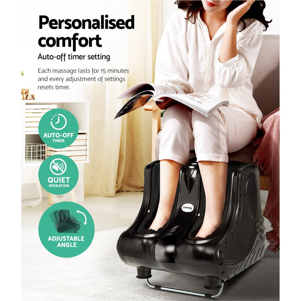 Foot Massager Massagers Shiatsu Electric Roller Ankle Calf Leg Kneading Black By Livemor
