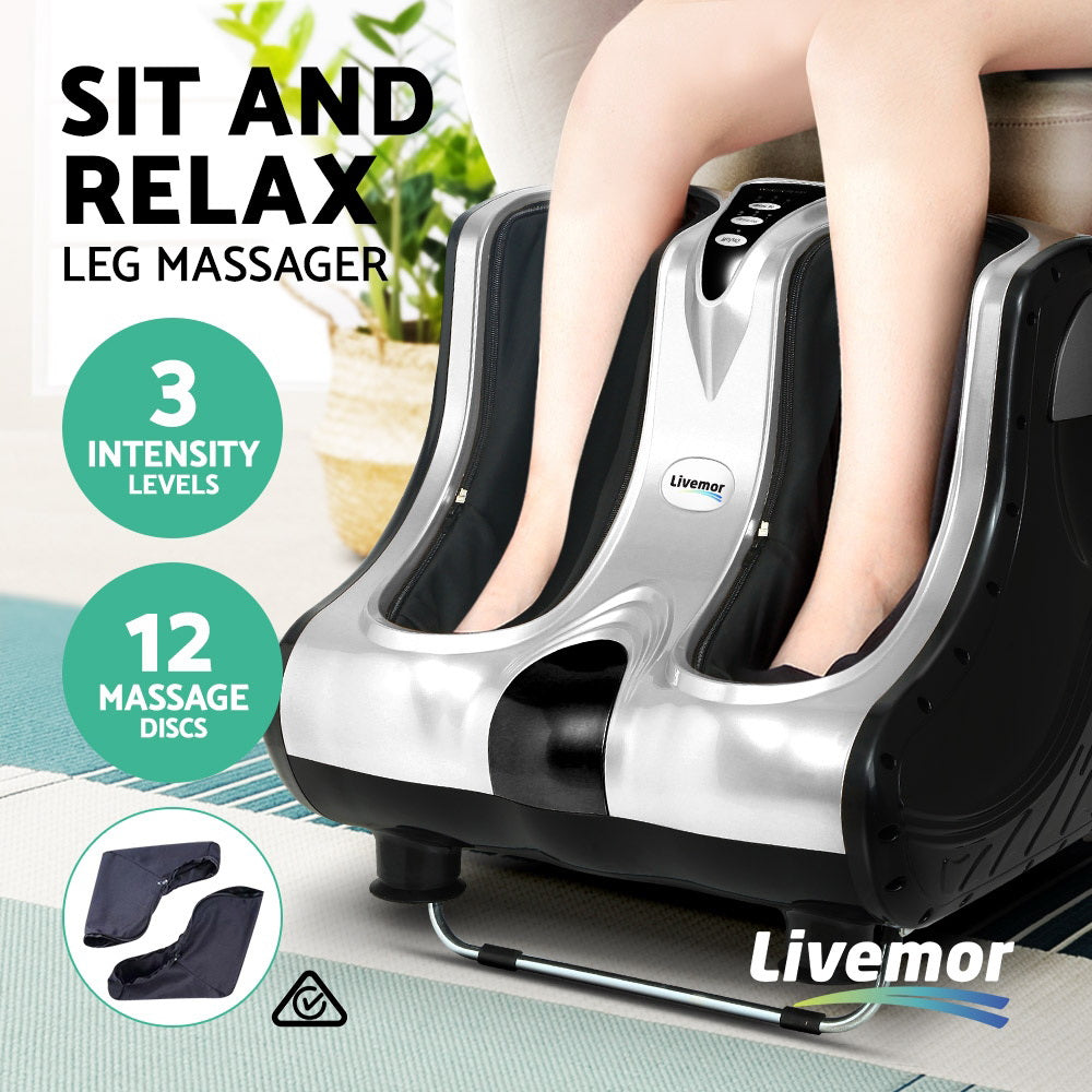 Foot Massager Massagers Shiatsu Electric Roller Ankle Calf Leg Kneading Silver By Livemor