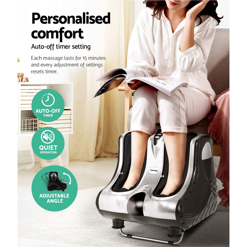 Foot Massager Massagers Shiatsu Electric Roller Ankle Calf Leg Kneading Silver By Livemor