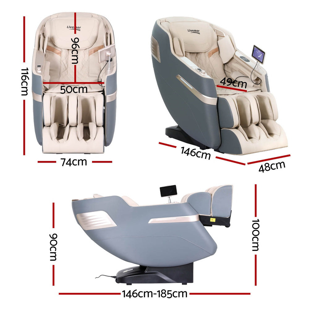 4D Massage Chair Electric Recliner Home Massager Gray Sina By Livemor