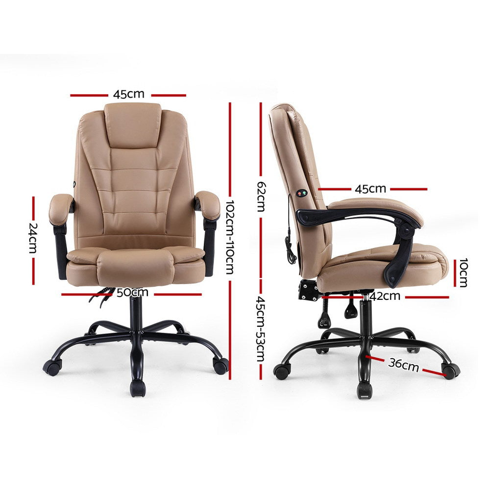 Massage Office Chair Executive Computer Gaming Chairs Brown PU Leather Espresso By Artiss