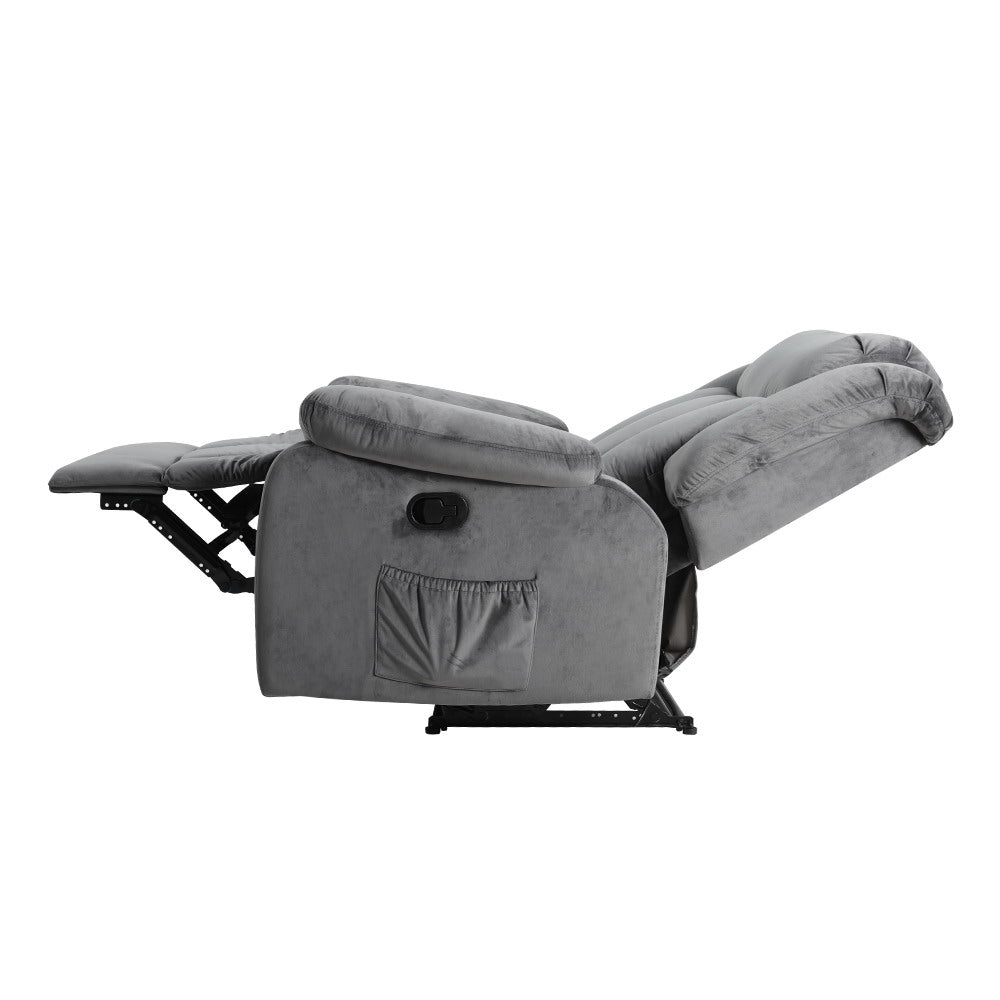 Recliner Chair Electric Massage Chair Velvet Lounge Sofa Heated Grey By Artiss