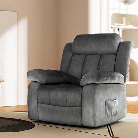 Recliner Chair Electric Massage Chair Velvet Lounge Sofa Heated Grey By Artiss
