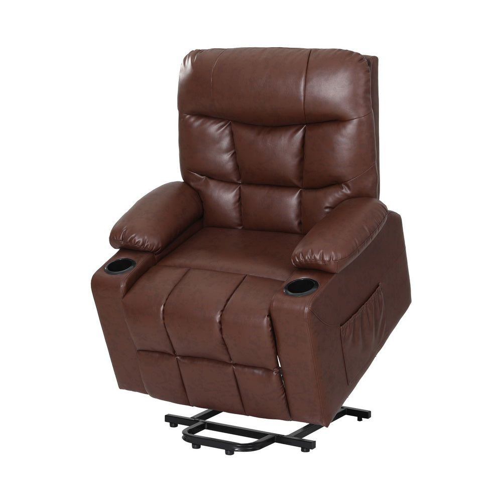 Recliner Chair Lift Assist Heated Massage Chair Leather Claude By Artiss