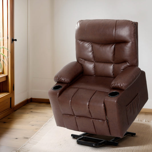 Recliner Chair Lift Assist Heated Massage Chair Leather Claude By Artiss