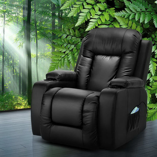 Recliner Chair Electric Heated Massage Chairs Faux Leather Cabin By Artiss