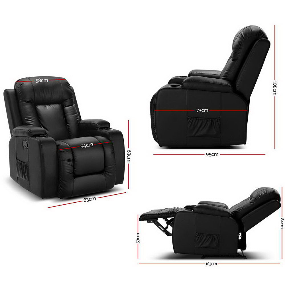 Recliner Chair Electric Heated Massage Chairs Faux Leather Cabin By Artiss