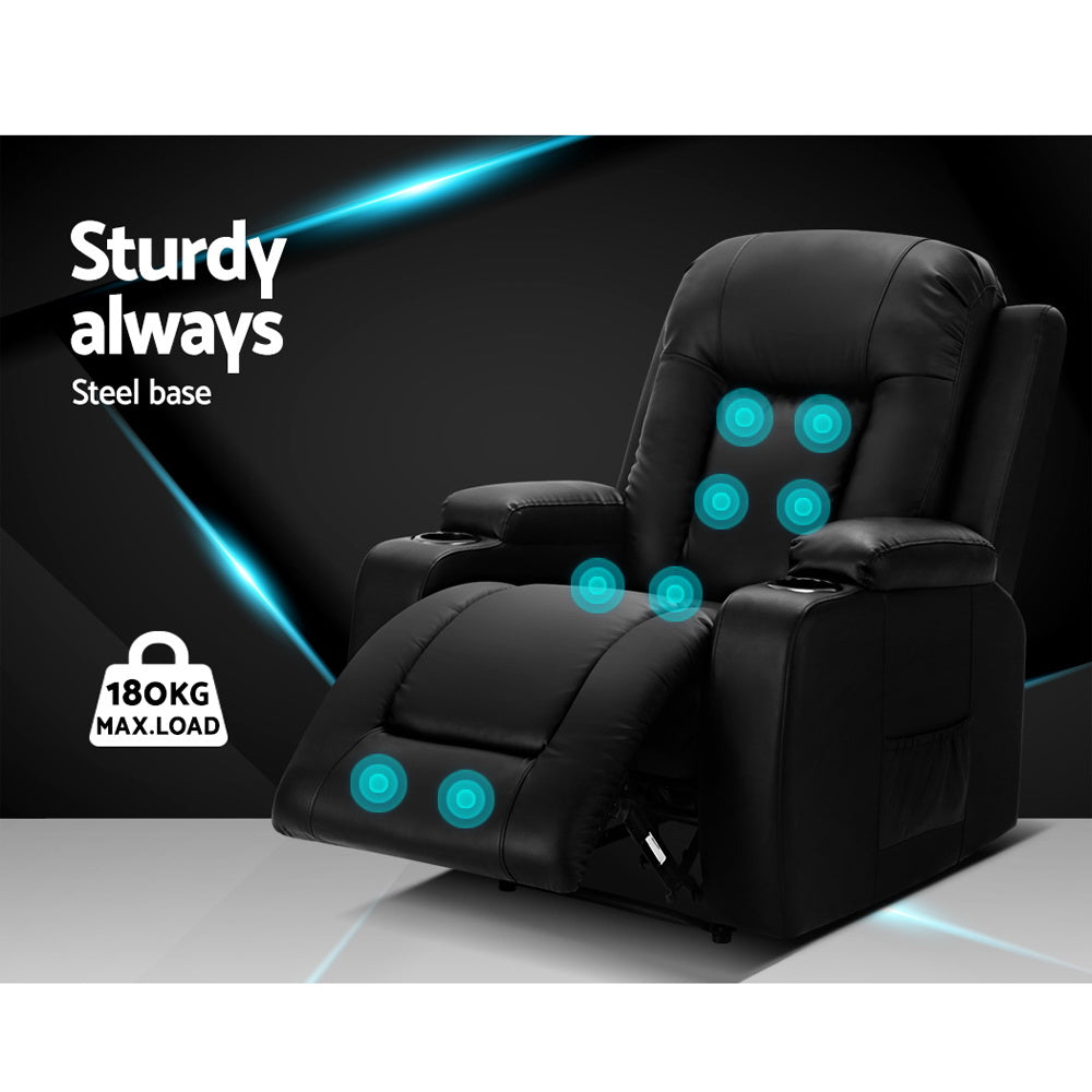 Recliner Chair Electric Heated Massage Chairs Faux Leather Cabin By Artiss