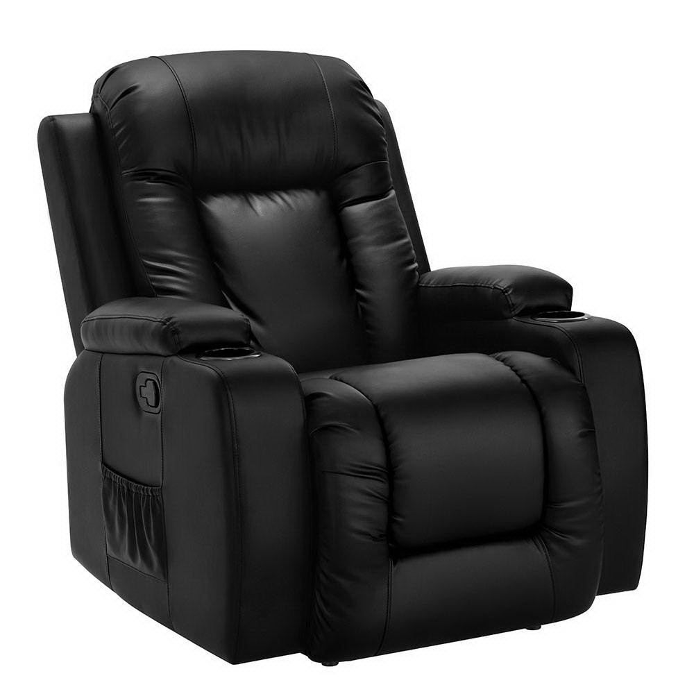 Recliner Chair Electric Heated Massage Chairs Faux Leather Cabin By Artiss