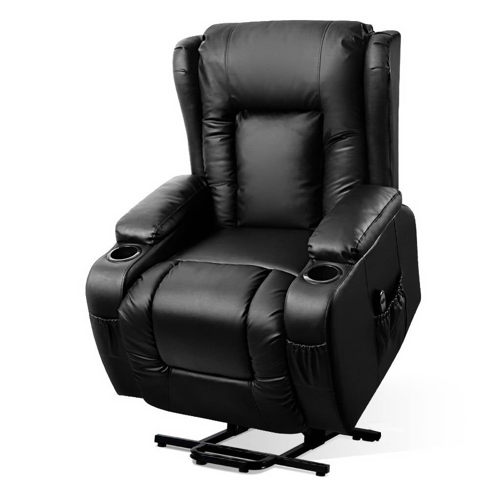 Recliner Chair Lift Assist Heated Massage Chair Leather Rukwa By Artiss