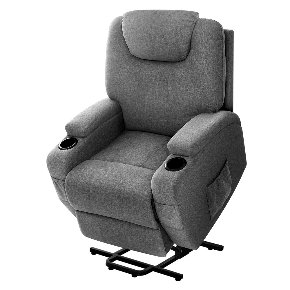 Recliner Chair Lift Assist Heated Massage Chair Velvet Milio By Artiss